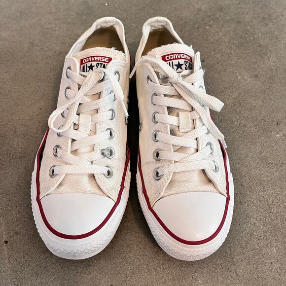 Converse  chuck taylor all star low top white canvas women size 8 sneaker shoes - Picture 1 of 13
